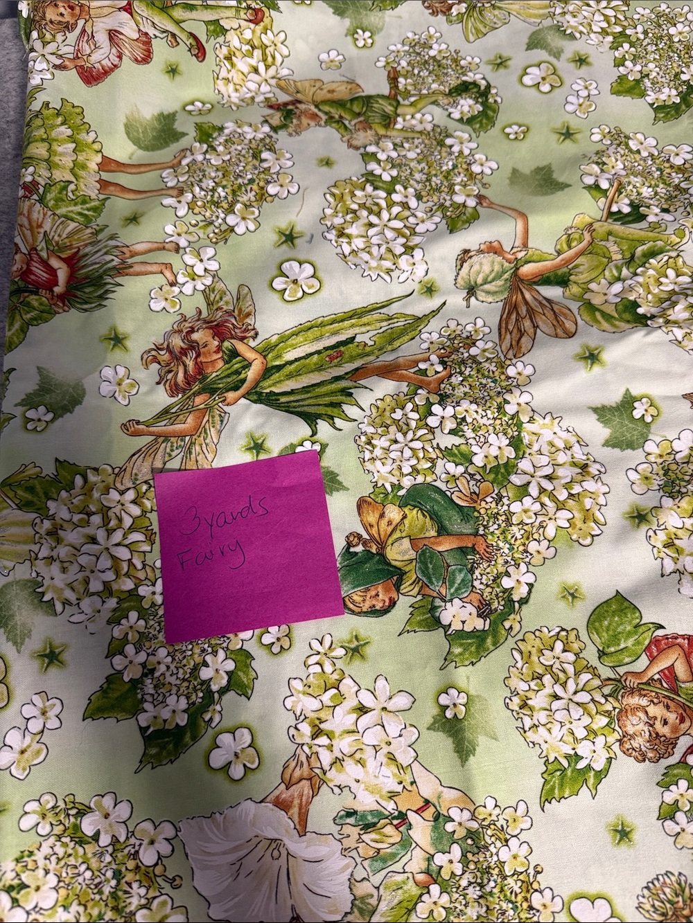 Michael Miller Morning Fairy Garden Flower Fairies Green 3 yards